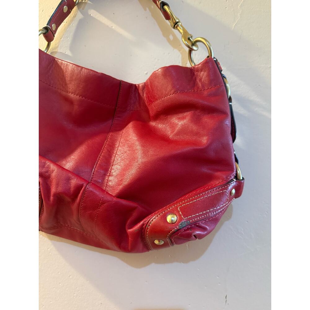 Coach 10615 Ergo Hobo Bag Red Leather Brass Hardware Y2K Hang Tag - Picture 8 of 12